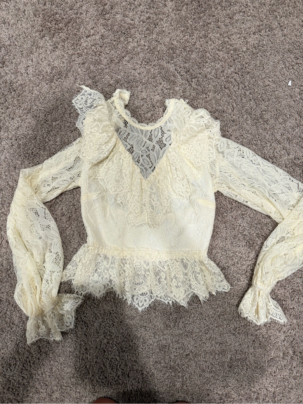 Altar’d State Lace Long-Sleeve Top in Cream